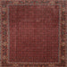 Round Machine Washable Traditional Sienna Brown Rug, wshtr1671