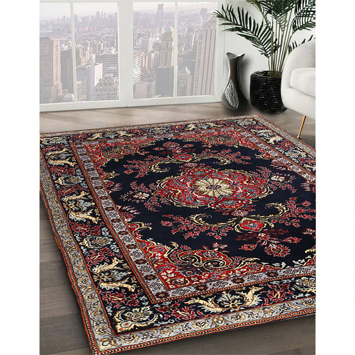 Traditional Dark Almond Brown Persian Rug in Family Room, tr1672