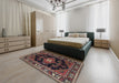 Traditional Dark Almond Brown Persian Rug in a Bedroom, tr1672