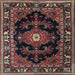 Round Machine Washable Traditional Dark Almond Brown Rug, wshtr1672