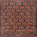 Round Machine Washable Traditional Dark Almond Brown Rug, wshtr1673