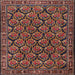 Square Traditional Dark Almond Brown Persian Rug, tr1673