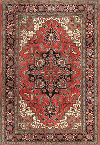 Machine Washable Traditional Saffron Red Rug, wshtr1674