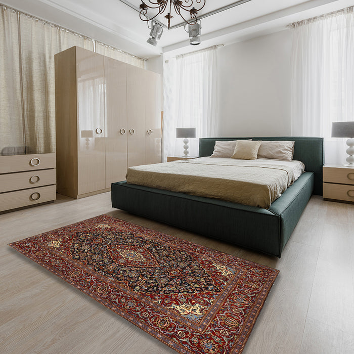 Traditional Red Persian Rug in a Bedroom, tr1675