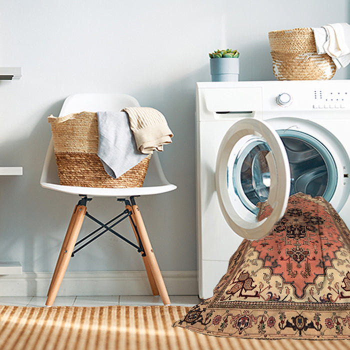 Machine Washable Traditional Dark Sienna Brown Rug in a Washing Machine, wshtr1676