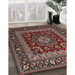 Machine Washable Traditional Deep Red Rug in a Family Room, wshtr1677