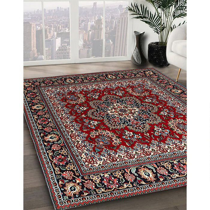 Machine Washable Traditional Deep Red Rug in a Family Room, wshtr1677