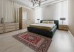 Traditional Deep Red Persian Rug in a Bedroom, tr1677