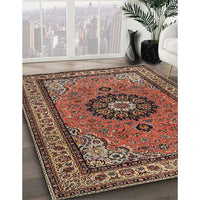 Traditional Saffron Red Medallion Rug, tr1678