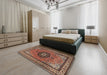 Traditional Saffron Red Medallion Rug in a Bedroom, tr1678