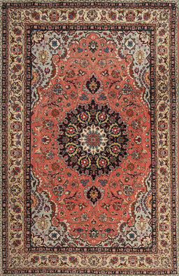 Machine Washable Traditional Saffron Red Rug, wshtr1678