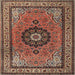 Square Traditional Saffron Red Medallion Rug, tr1678