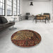 Round Traditional Red Persian Rug in a Office, tr1679