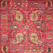 Round Machine Washable Traditional Red Rug, wshtr1680