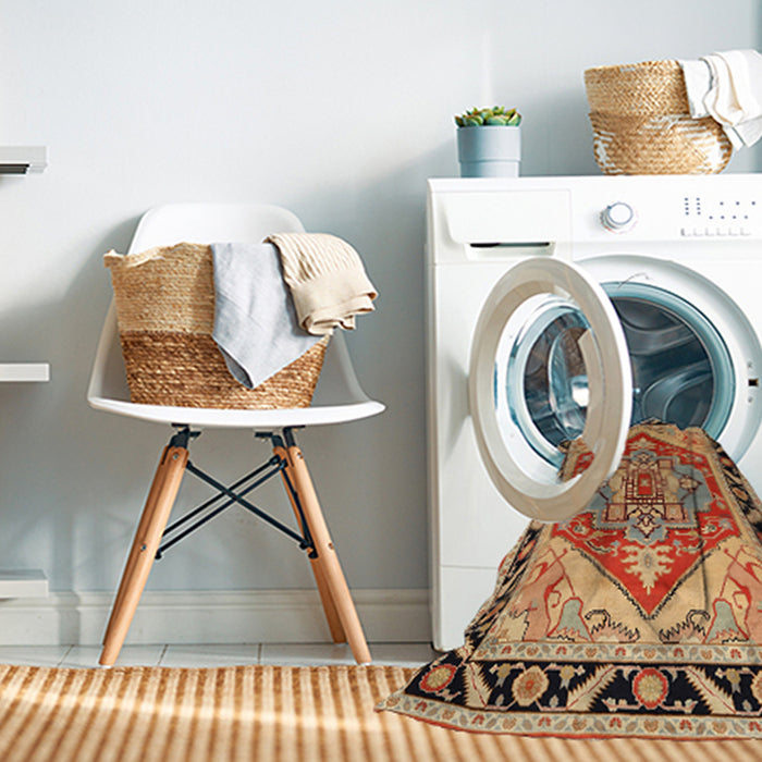 Machine Washable Traditional Sand Brown Rug in a Washing Machine, wshtr1682