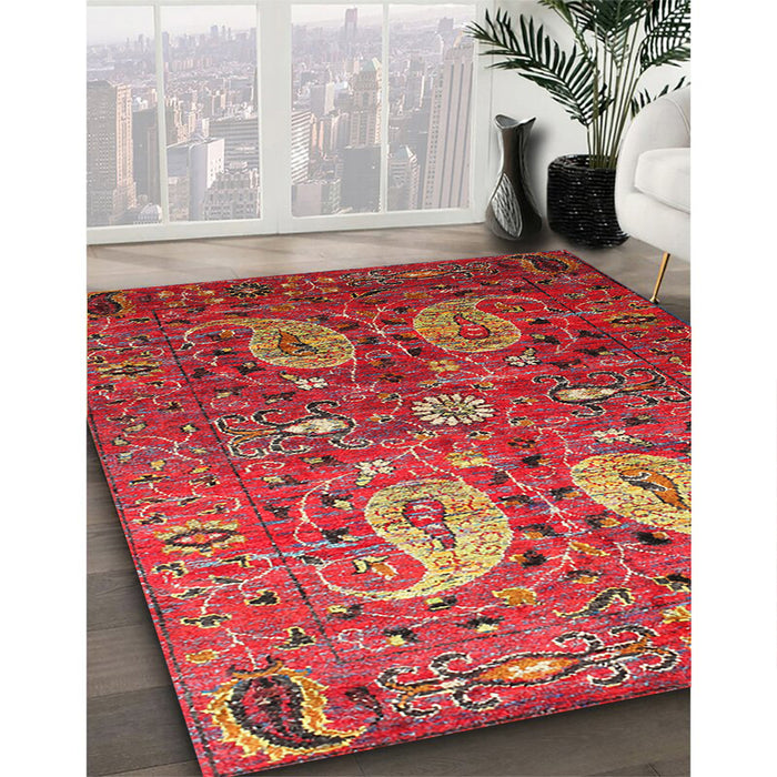 Machine Washable Traditional Rust Pink Rug in a Family Room, wshtr1684