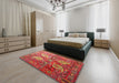 Machine Washable Traditional Red Rug in a Bedroom, wshtr1685