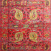 Round Machine Washable Traditional Red Rug, wshtr1685