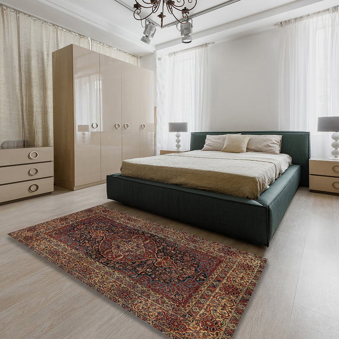 Traditional Red Persian Rug in a Bedroom, tr1686