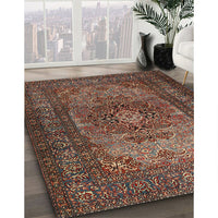 Traditional Dark Almond Brown Medallion Rug, tr1687