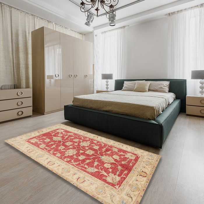 Machine Washable Traditional Orange Rug in a Bedroom, wshtr1688