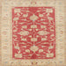 Round Machine Washable Traditional Orange Rug, wshtr1688