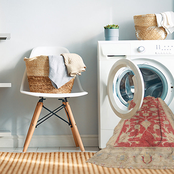 Machine Washable Traditional Orange Rug in a Washing Machine, wshtr1688
