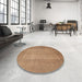 Round Machine Washable Traditional Sand Brown Rug in a Office, wshtr1689