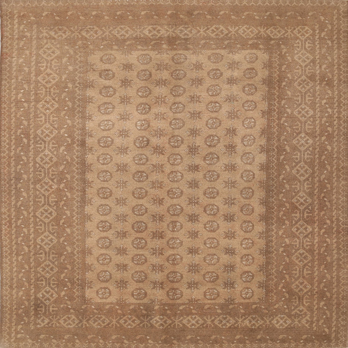 Round Machine Washable Traditional Sand Brown Rug, wshtr1689