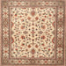 Round Machine Washable Traditional Red Rug, wshtr1691