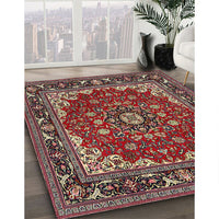 Traditional Saffron Red Medallion Rug, tr1693