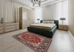 Traditional Saffron Red Medallion Rug in a Bedroom, tr1693