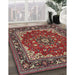 Traditional Saffron Red Medallion Rug in Family Room, tr1693