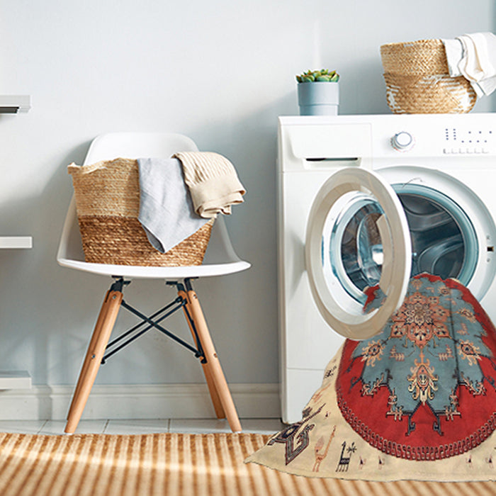 Machine Washable Traditional Sage Green Rug in a Washing Machine, wshtr1694