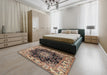 Machine Washable Traditional Bakers Brown Rug in a Bedroom, wshtr1695