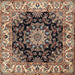 Square Traditional Bakers Brown Medallion Rug, tr1695