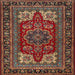 Square Traditional Saffron Red Medallion Rug, tr1696