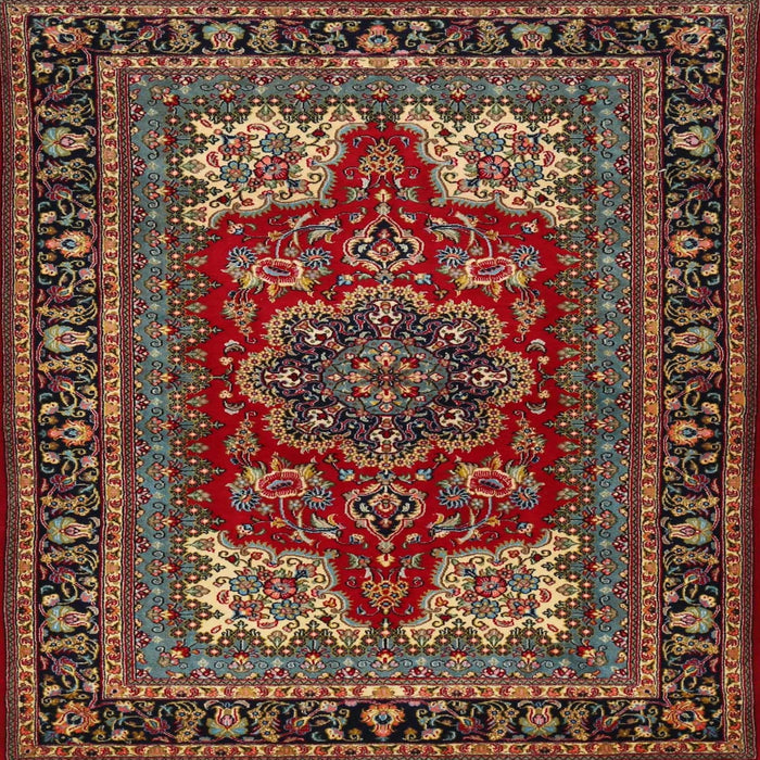 Round Machine Washable Traditional Saffron Red Rug, wshtr1696