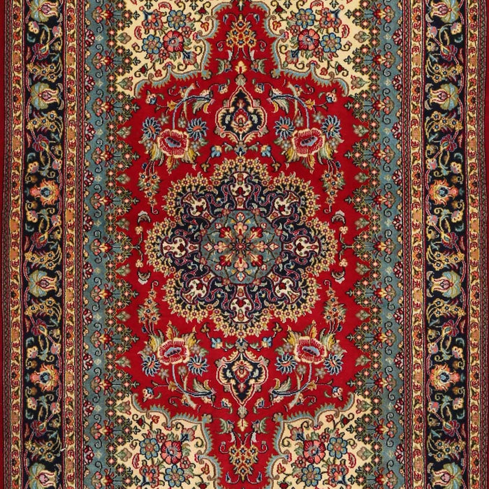 Traditional Saffron Red Medallion Rug, tr1696