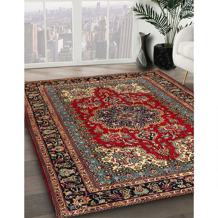 Machine Washable Traditional Saffron Red Rug in a Family Room, wshtr1696