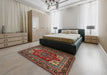 Traditional Saffron Red Medallion Rug in a Bedroom, tr1696