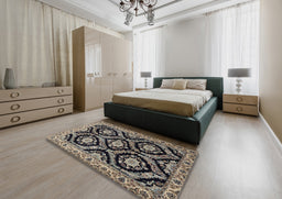 Traditional Charcoal Black Persian Rug in a Bedroom, tr1698