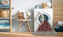 Machine Washable Traditional Saffron Red Rug in a Washing Machine, wshtr1699