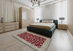 Machine Washable Traditional Saffron Red Rug in a Bedroom, wshtr1699