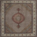 Square Traditional Dark Brown Medallion Rug, tr16