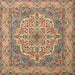 Square Traditional Sienna Brown Medallion Rug, tr1700