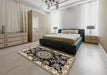 Traditional Charcoal Black Medallion Rug in a Bedroom, tr1701