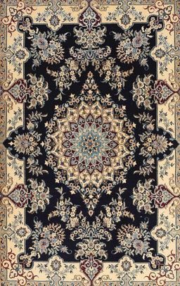 Machine Washable Traditional Charcoal Black Rug, wshtr1701