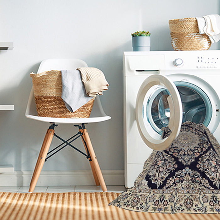 Machine Washable Traditional Tan Brown Rug in a Washing Machine, wshtr1702