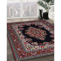 Traditional Dark Scarlet Red Medallion Rug, tr1703